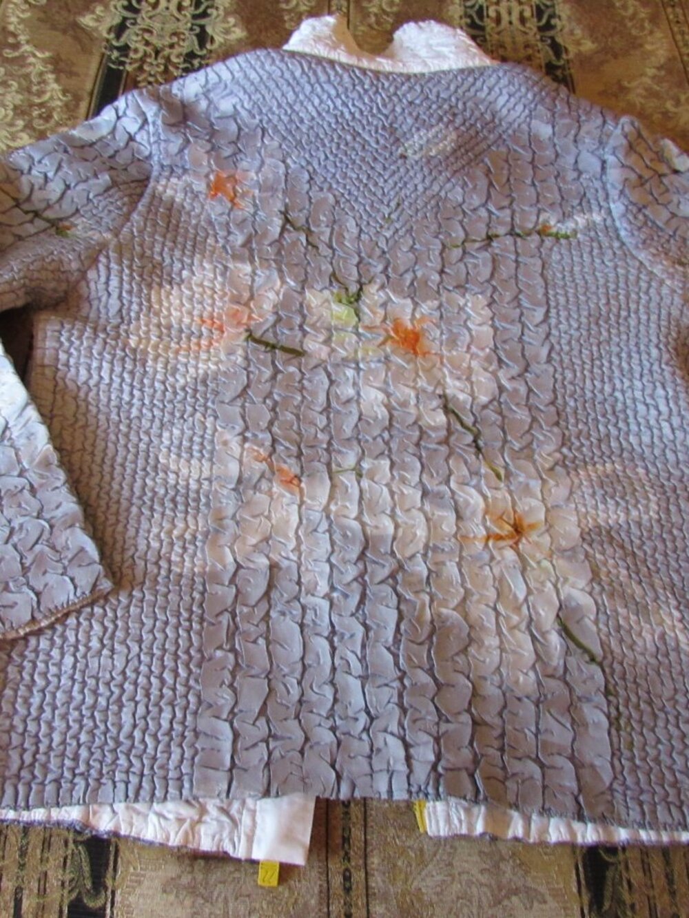 UBU Reversible Jacket Women’s Large Crinkle Y2K Art To Wear White Grey Silver